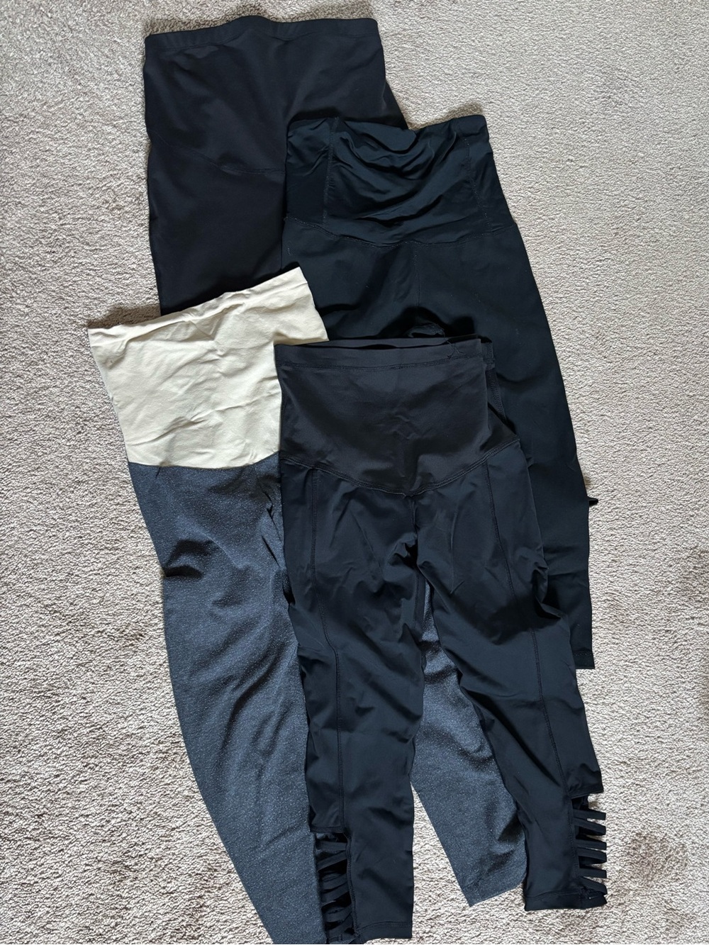 Bundle of Four Maternity Athletic Leggings - Black & Gray